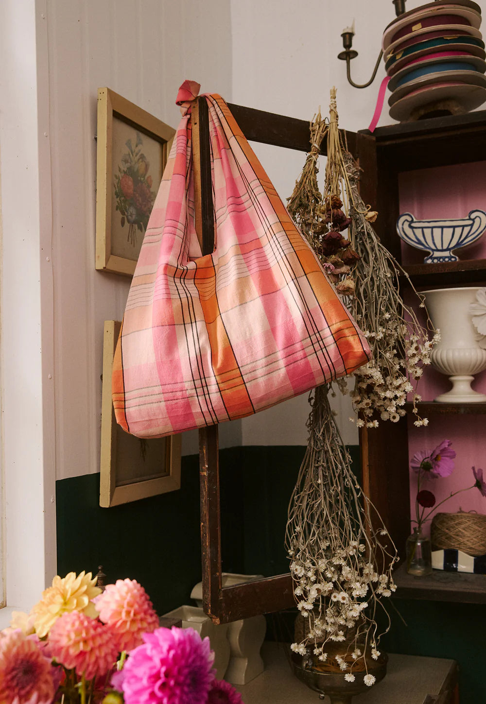 Knot Bag - Pink check