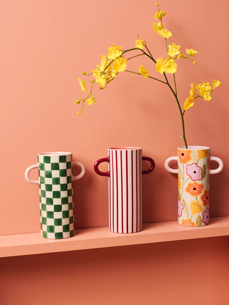 Griffe Bud Vase - Pink Pinstripe