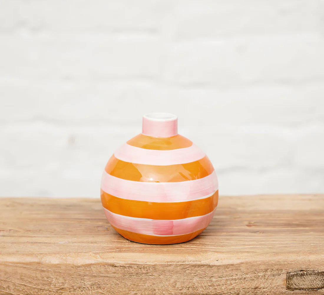 Bud Vase | Pink & Orange Stripe