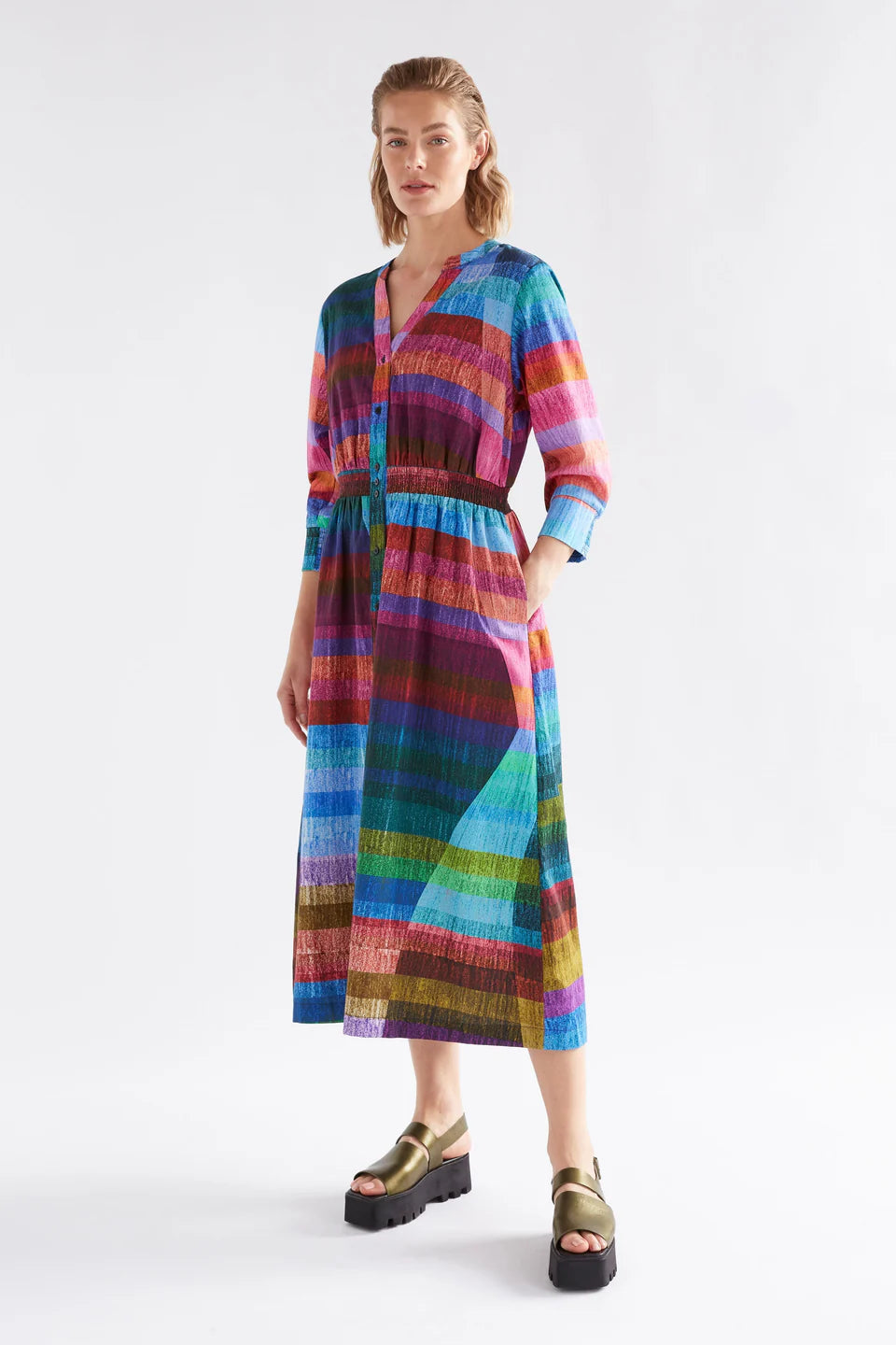 Gia 3/4 Sleeve Shirt Dress - Komi Print