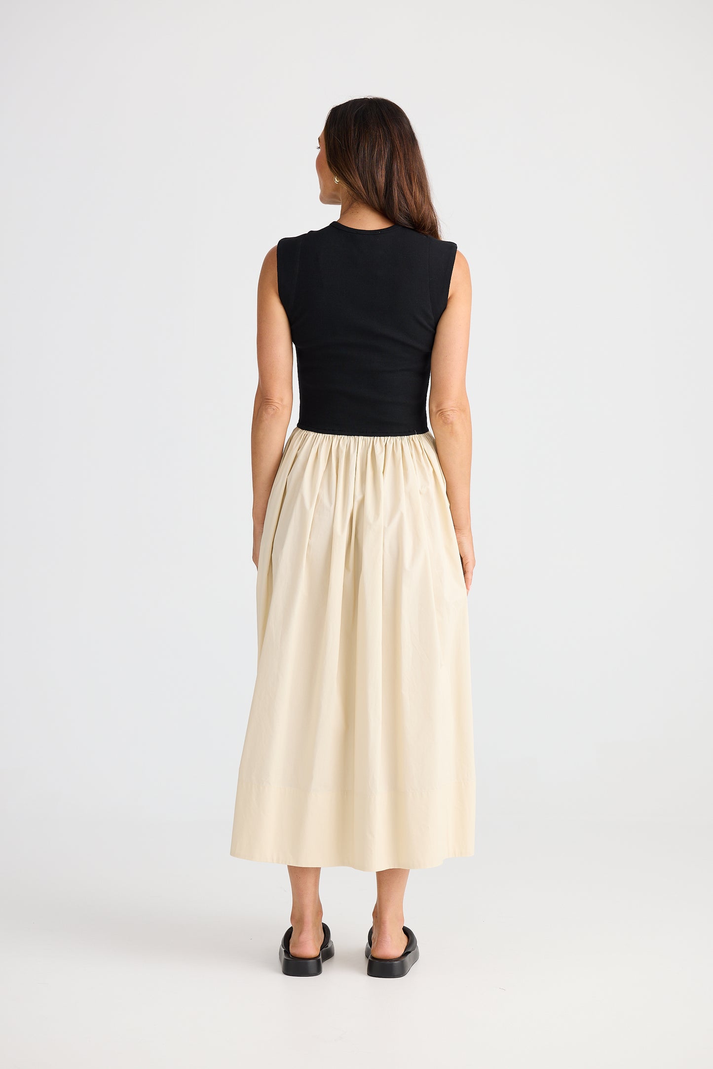 Daphne Dress - Ecru w Black