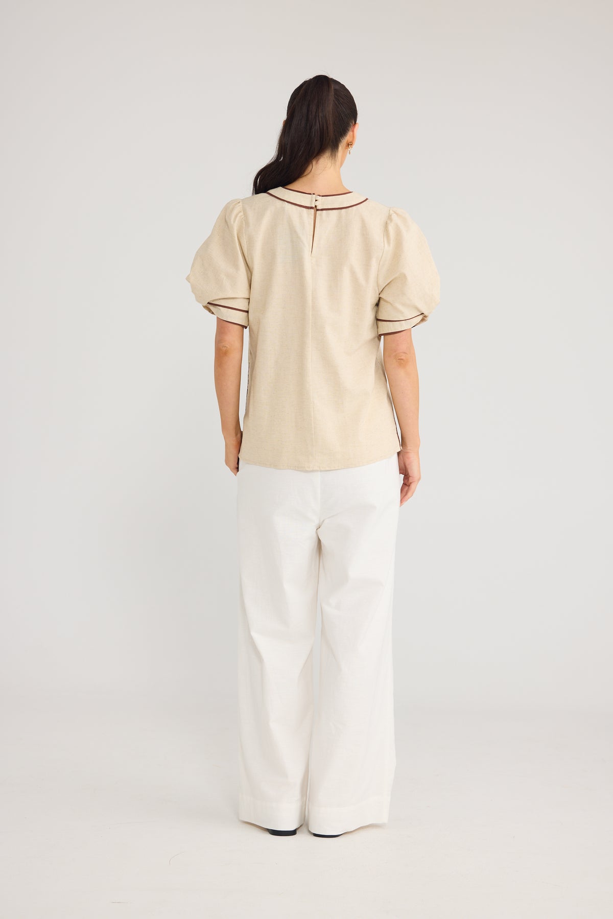 BRAVE + TRUE | Adeline Top - Natural with Chocolate