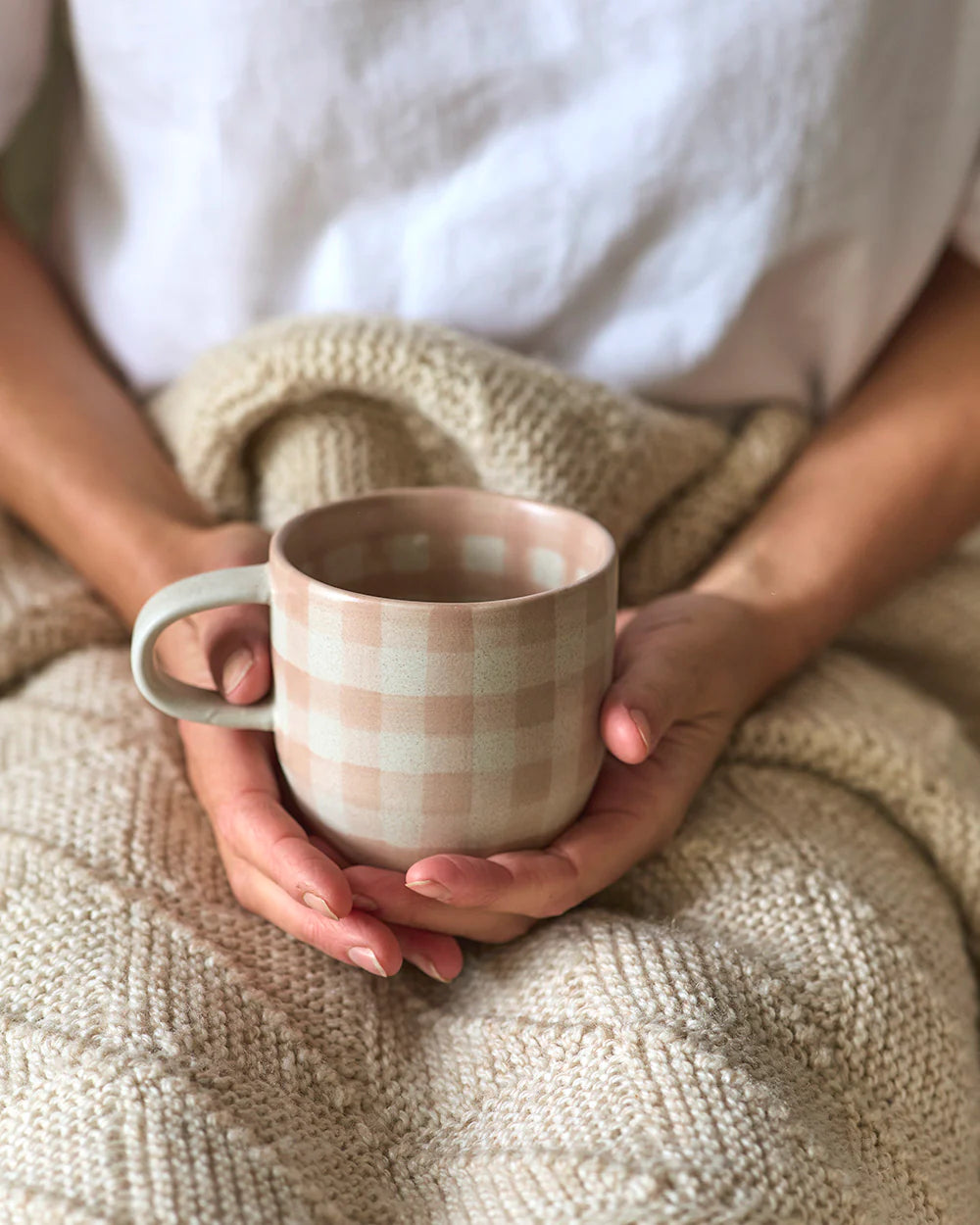 Cat's Pyjamas Mug - Soft Terracotta Check