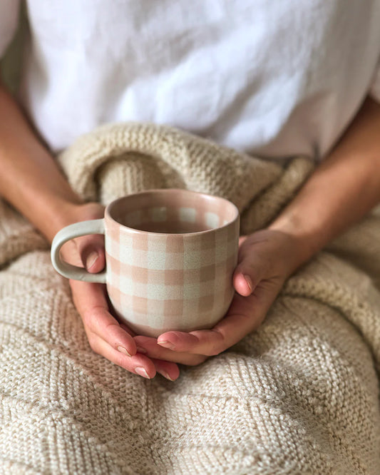 Cat's Pyjamas  Mug - Soft Terracotta Check
