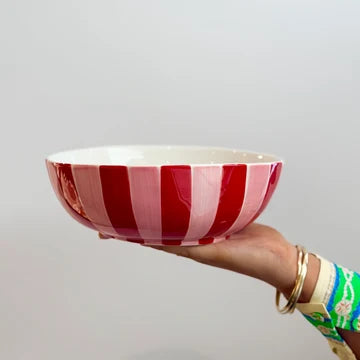 Ceramic salad bowl - pink & Red