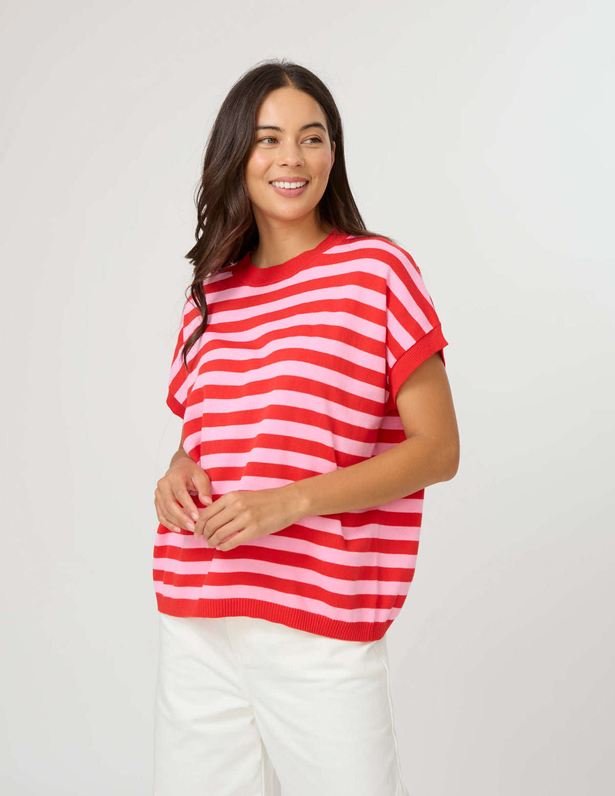 STELLA + GEMMA Gwen Tee - Pink/Red Stripe