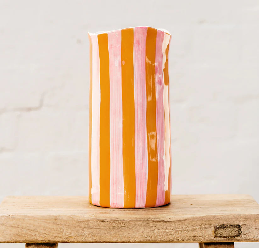 Pink & Orange Stripe LRG Vase