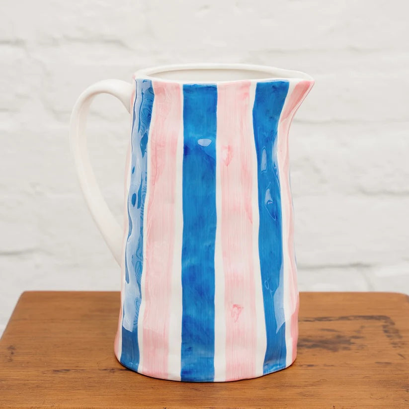 Medium Jug Blue & Pink stripe
