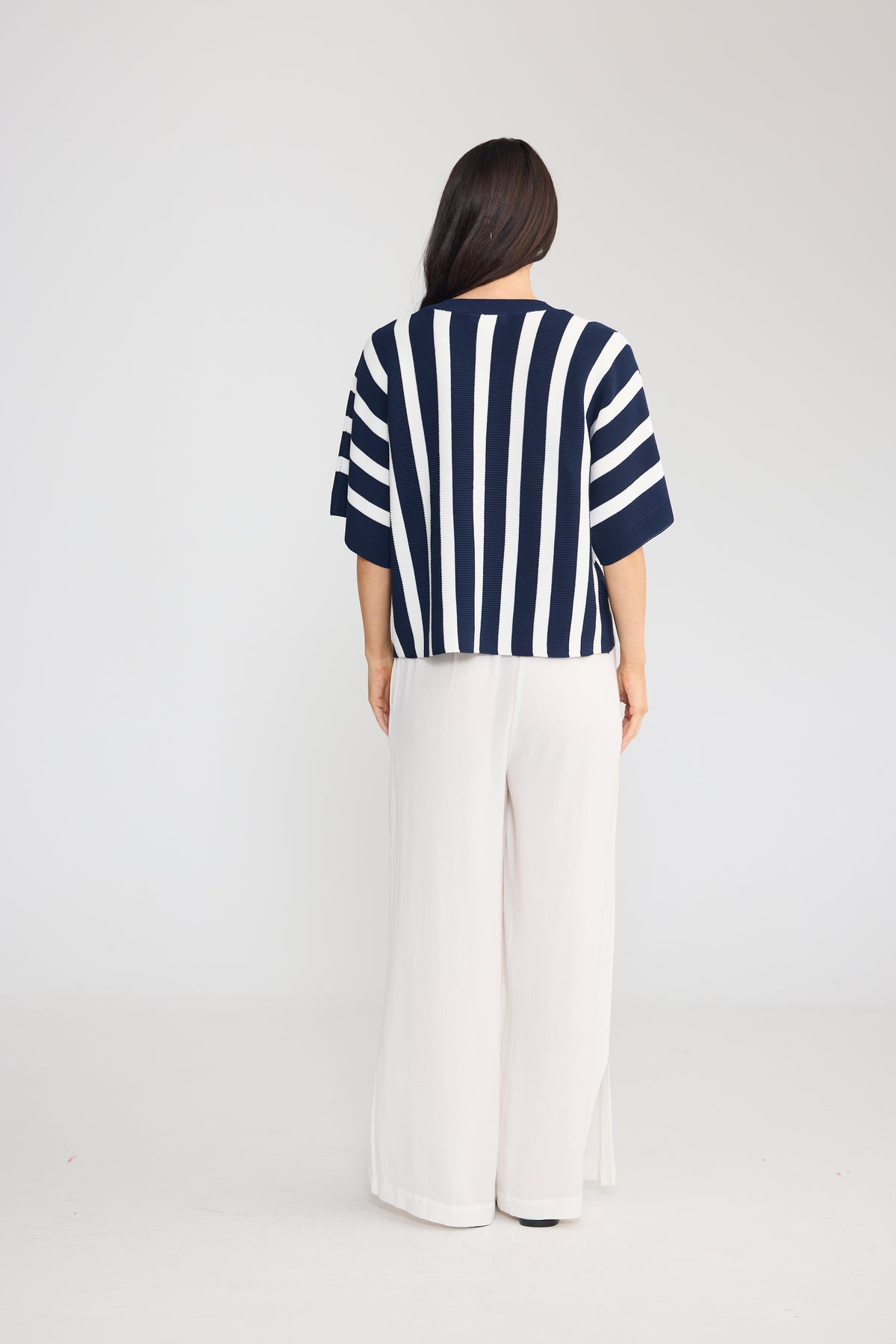 Taris Knit Top - Navy Stripe