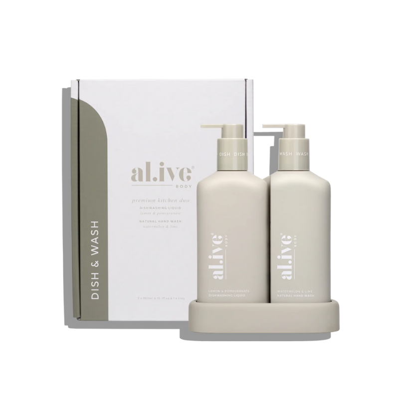 al.ive Hand Wash & Dishwashing Liquid + Tray, Premium Kitchen Duo