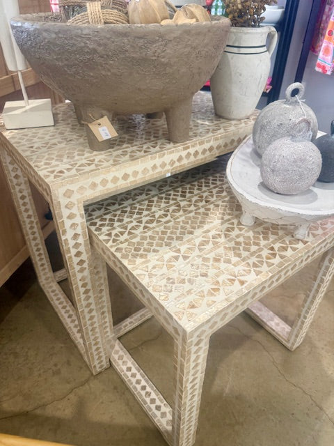 Mother of Pearl Mosaic set 2 Side Tables