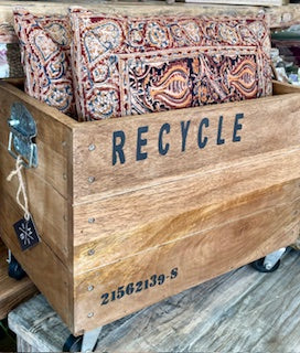 Recycle Basket on Cast iron Wheels