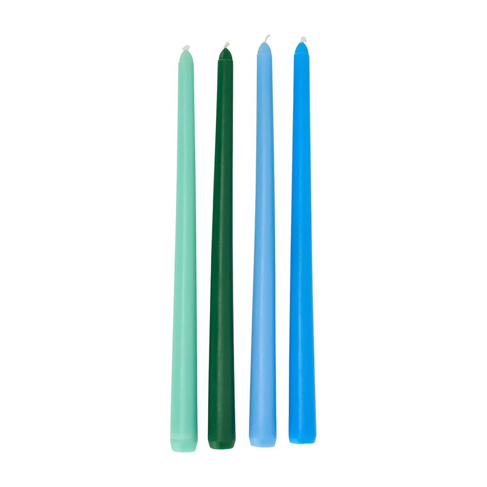 Jewel Taper Candles - Blue Toned 4 PCE