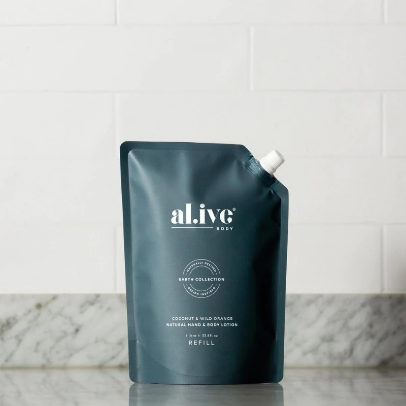 al.ive 1 Litre Lotion Refill - Coconut & Wild Orange
