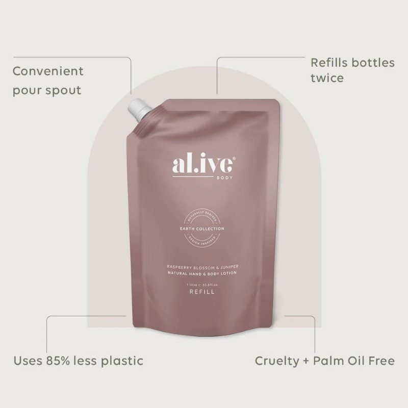 al.ive 1 Litre Lotion Refill - Raspberry Blossom