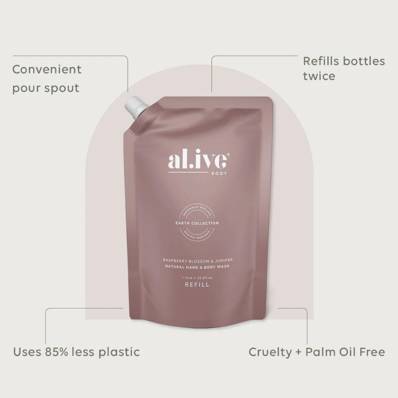 al.ive 1 Litre Wash Refill - Raspberry Blossom & Juniper