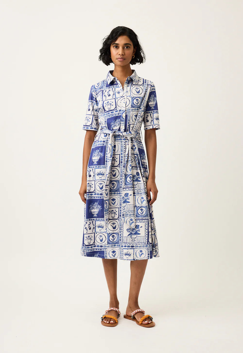 Vera Short Sleeve Dress - Lyon Tile