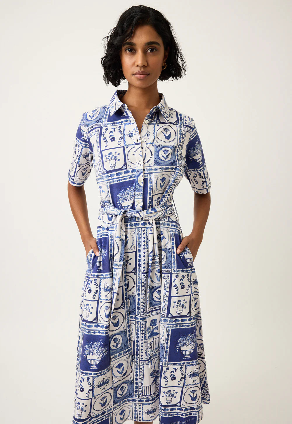 Vera Short Sleeve Dress - Lyon Tile