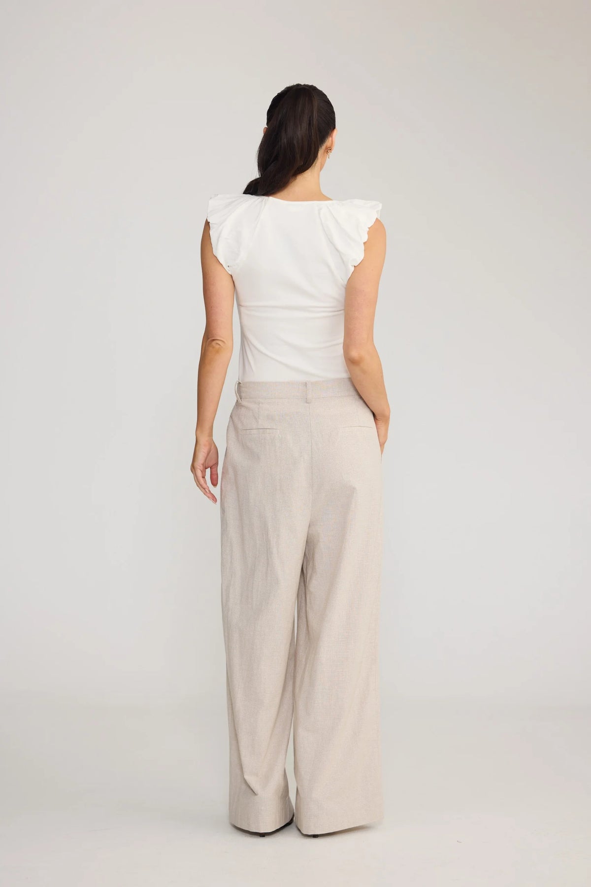BRAVE + True | Brielle Pant - Natural with white check