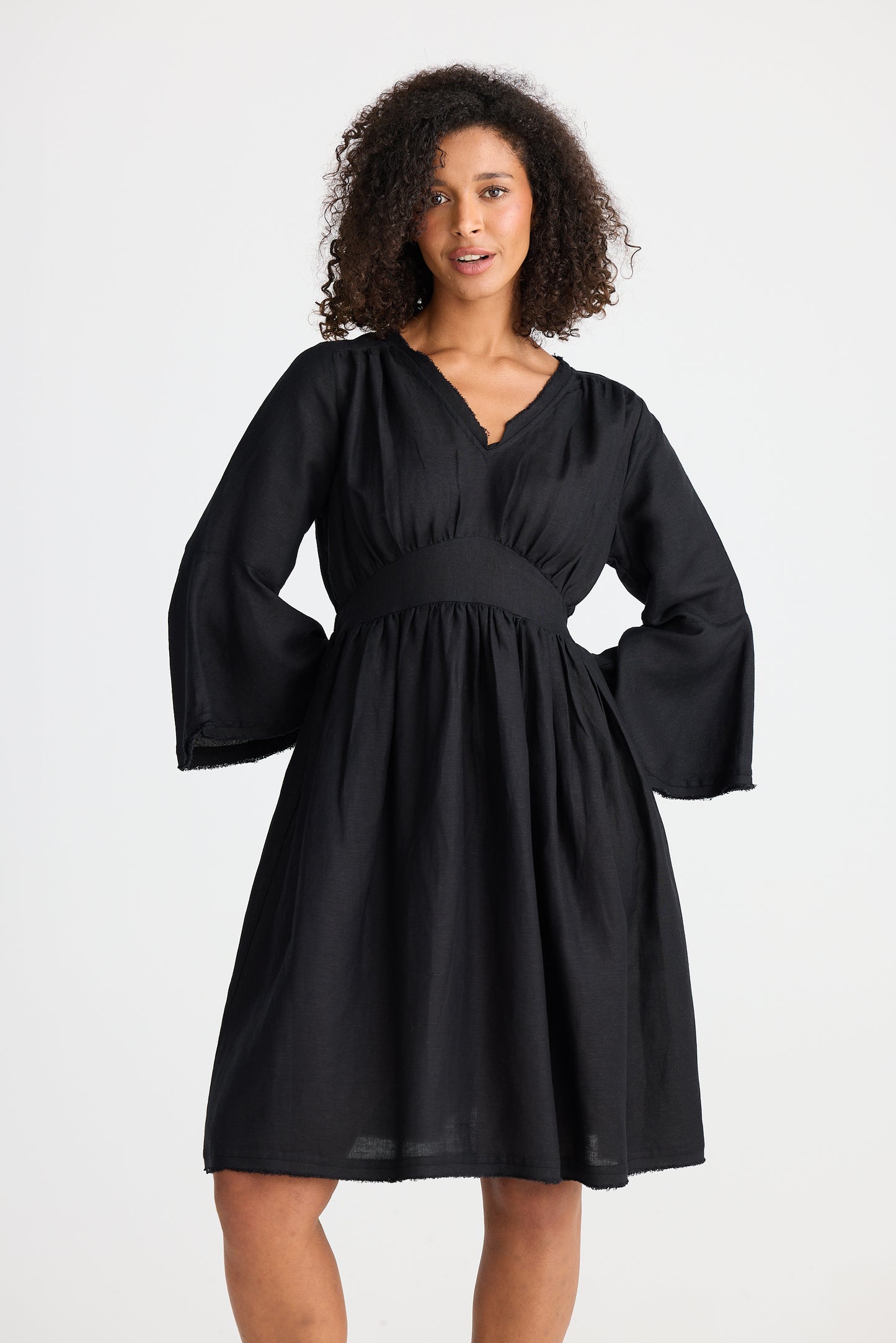 Sadie Dress - Black Linen Blend