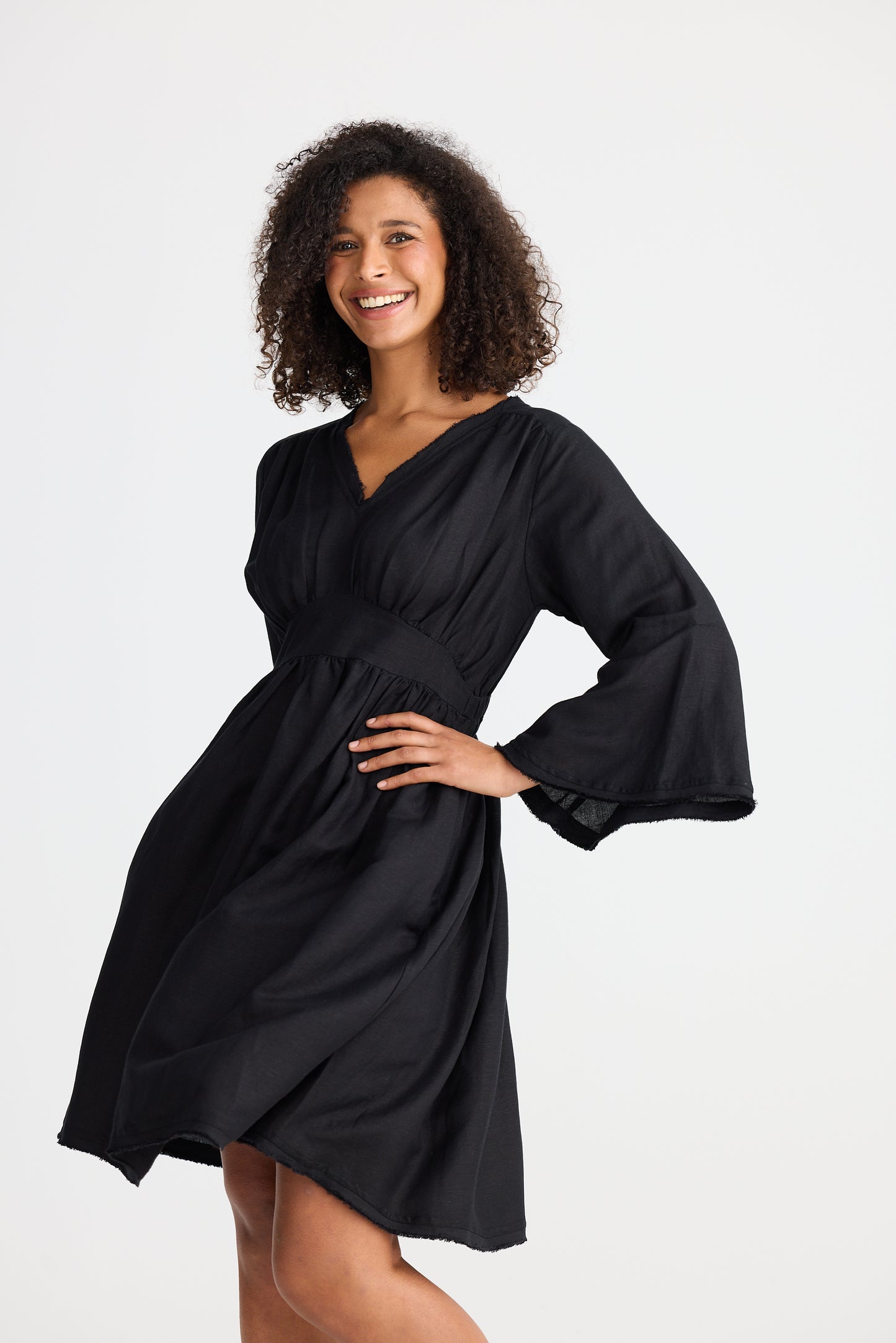 Sadie Dress - Black Linen Blend