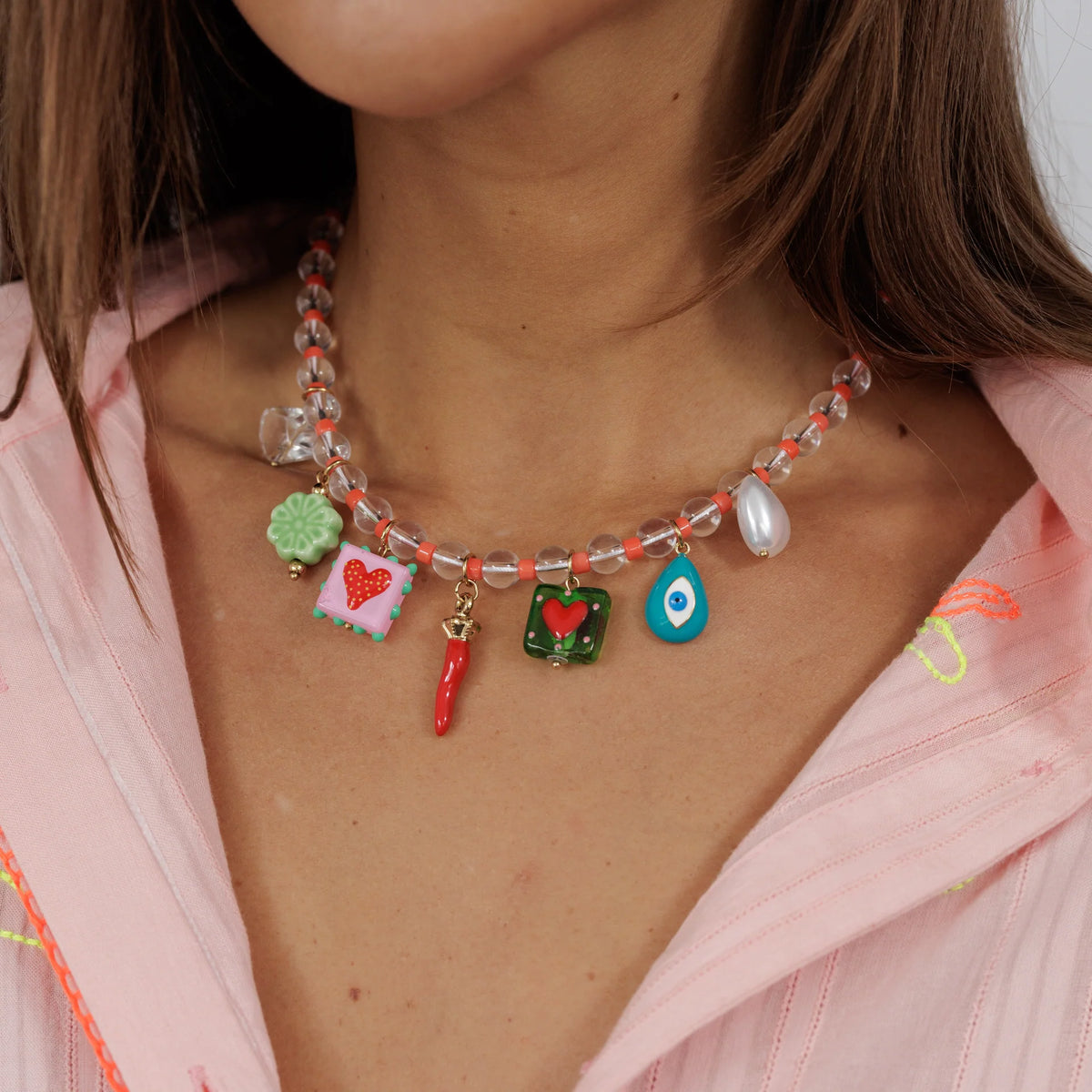 ZODA | Beaded Ncklace - Pink