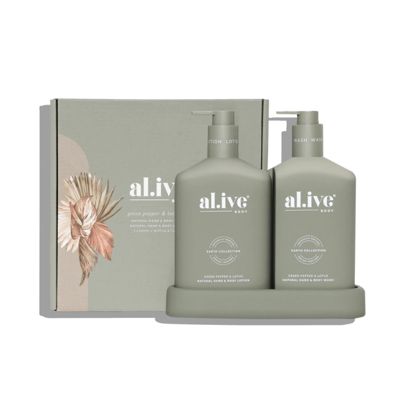 al.ive Wash & Lotion Duo + Tray - Green Pepper & Lotus