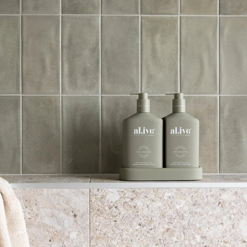al.ive Wash & Lotion Duo + Tray - Green Pepper & Lotus