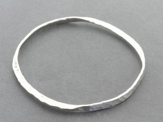 Hammered Flattened Silver bangle