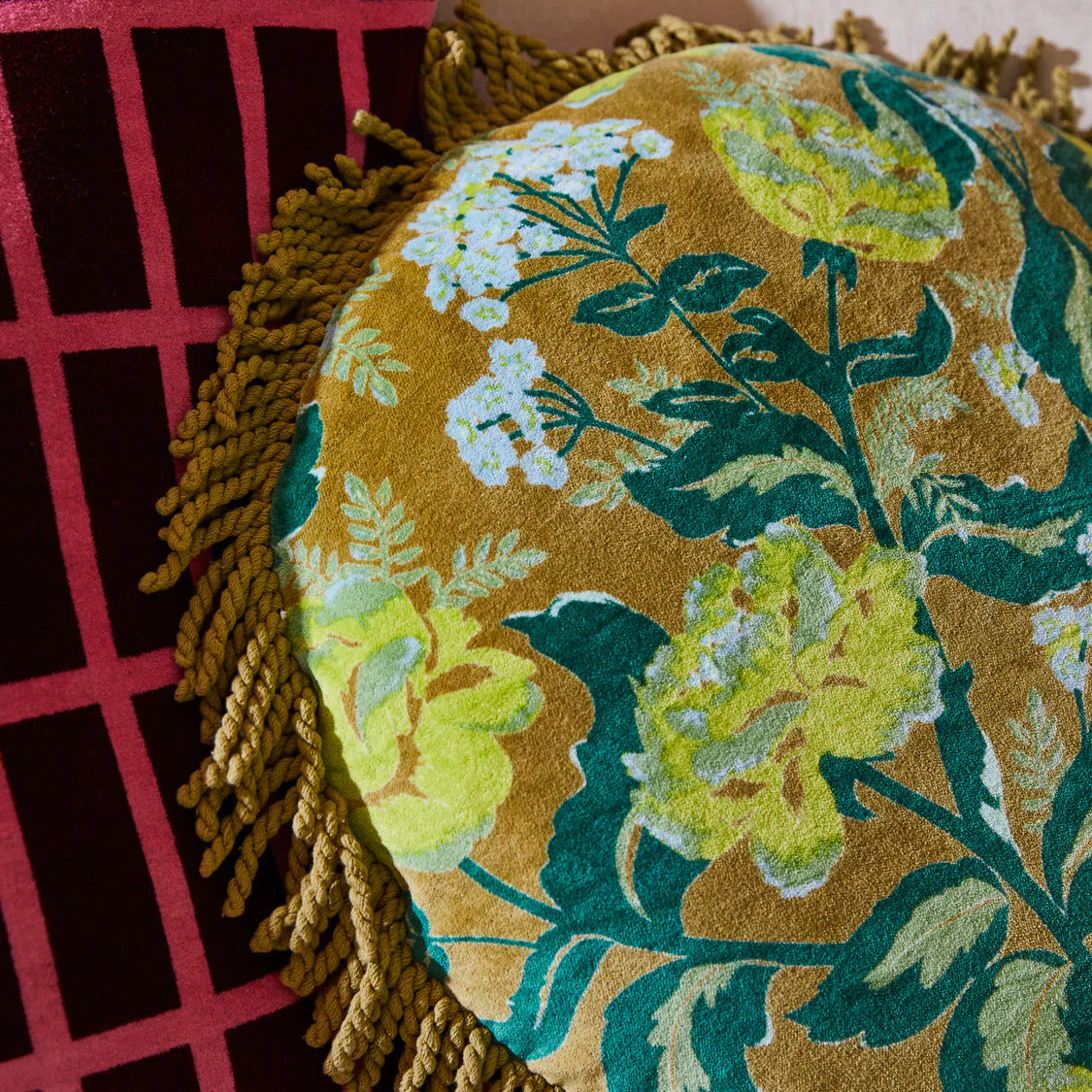 Margot Velvet Cushion - Olive