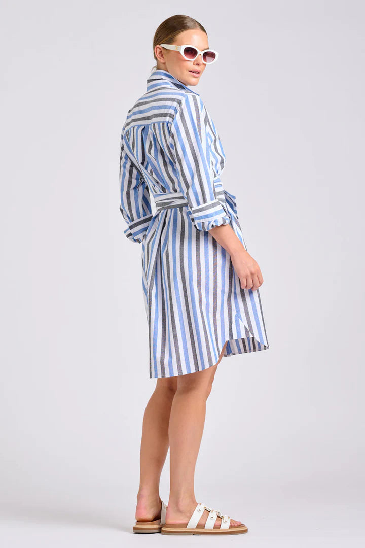 Classic Shirt Dress - Blue Stripe