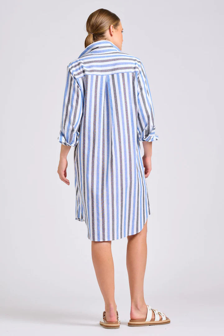 Classic Shirt Dress - Blue Stripe