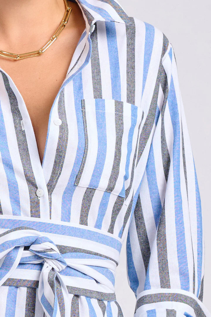 Classic Shirt Dress - Blue Stripe