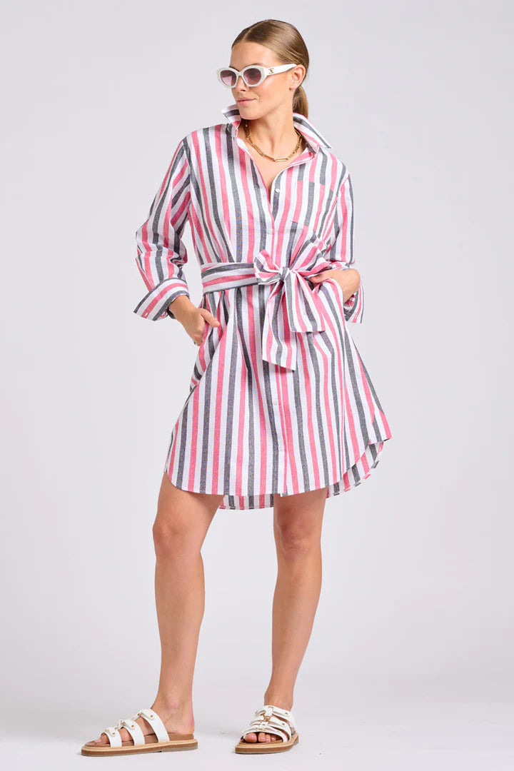 Classic Shirt Dress - Red Stripe