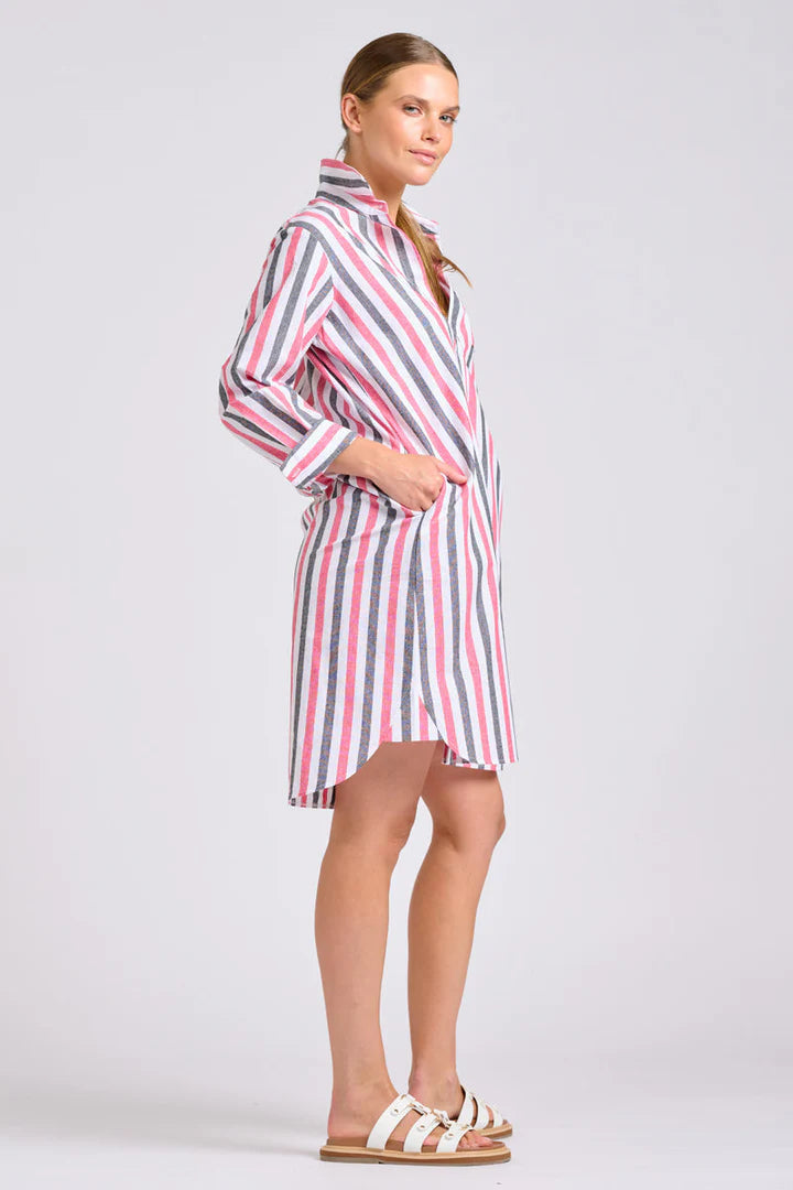 Classic Shirt Dress - Red Stripe