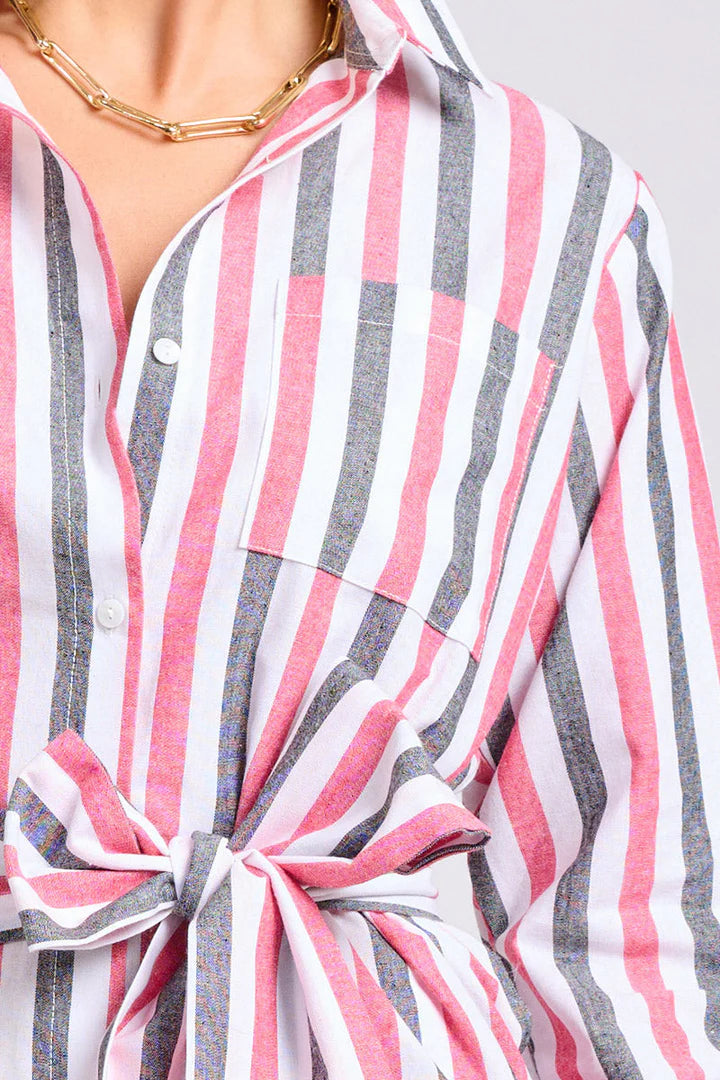 Classic Shirt Dress - Red Stripe