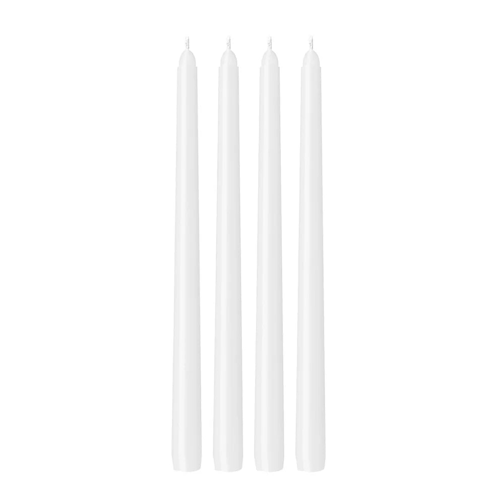 Jewel Taper Candles - White 4 PCE