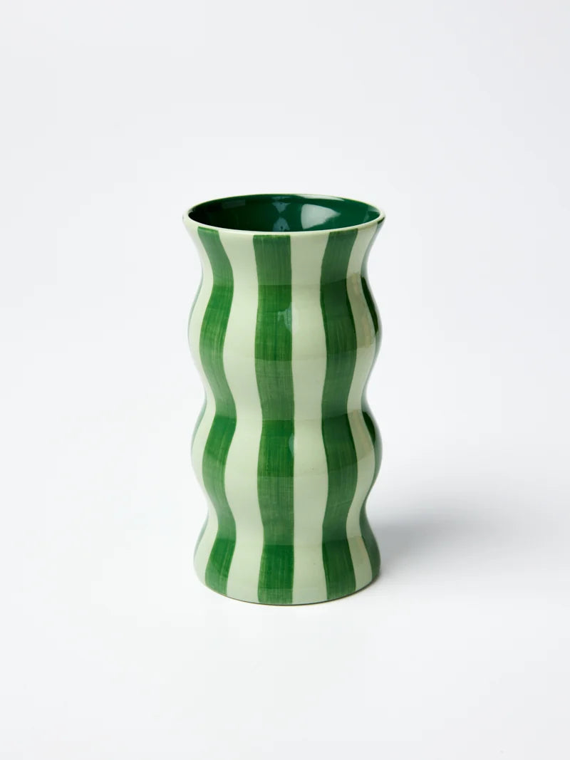 Palma Vase Green Tonal Stripe