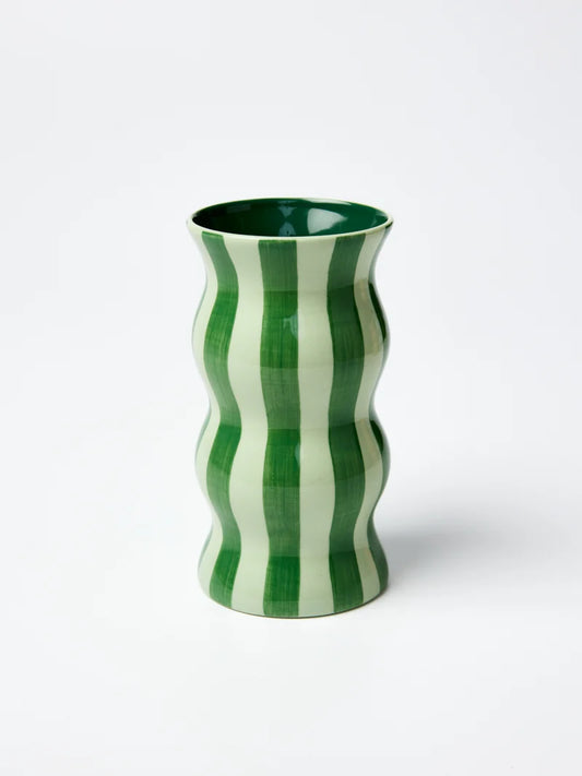 Palma Vase Green Tonal Stripe
