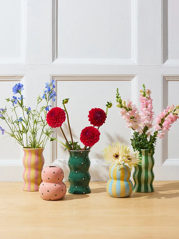 Palma Vase Yellow Pink stripe