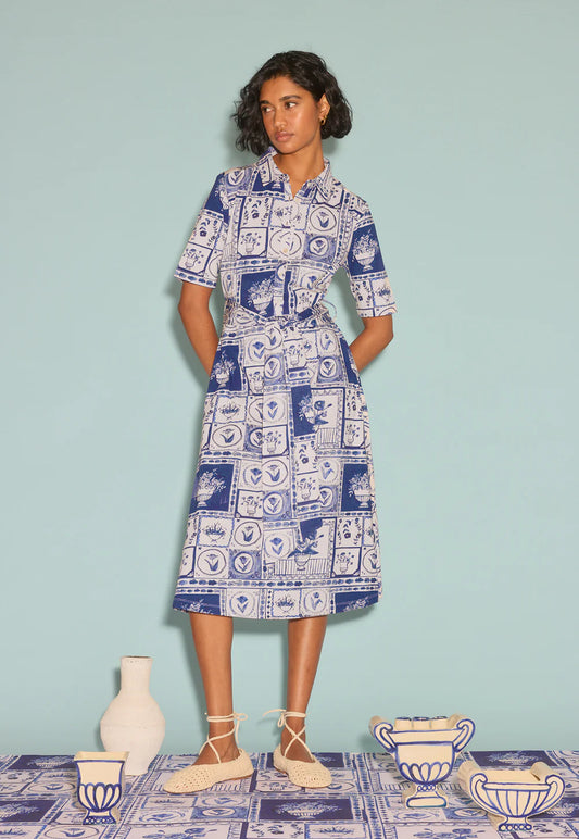 Vera Short Sleeve Dress - Lyon Tile