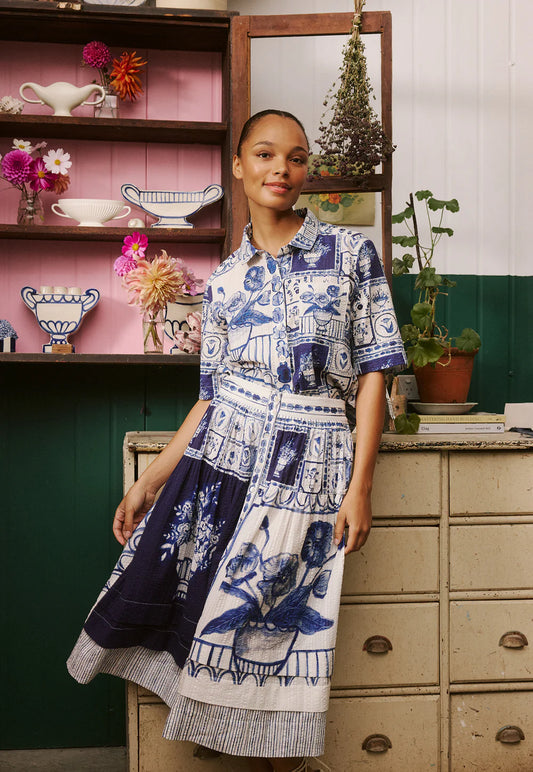 Coco Pintuck Skirt - Lyon Tile