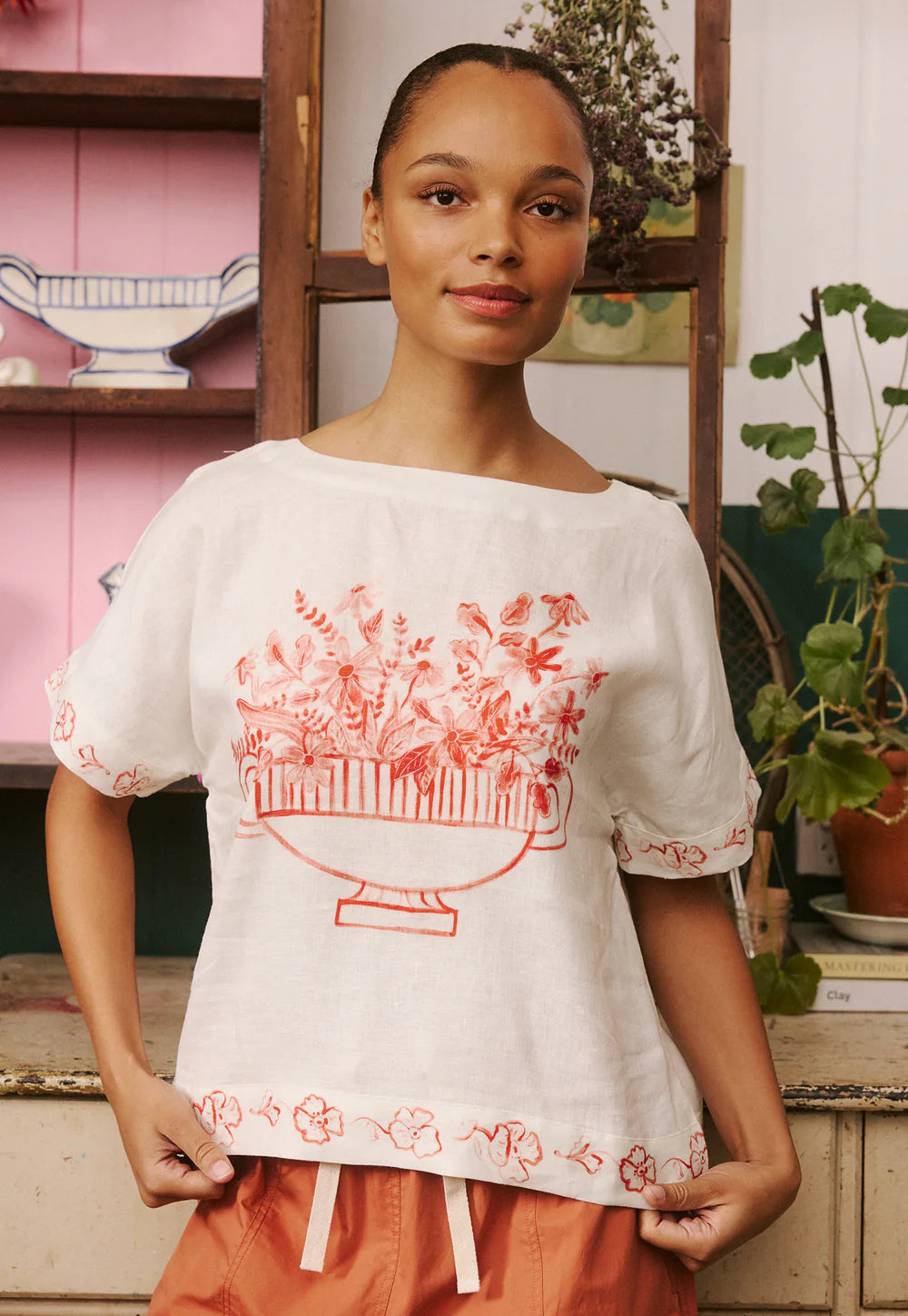 Dolman Top - Red Vase