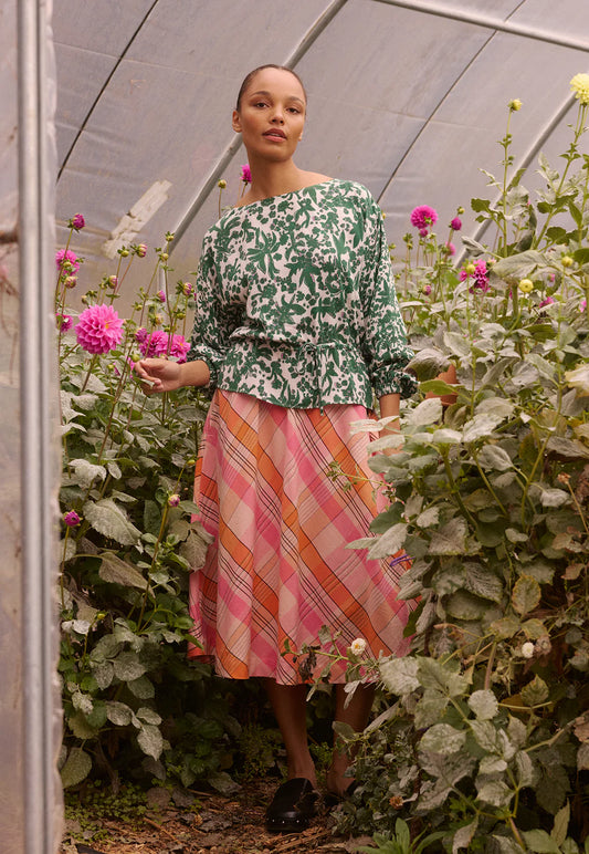 Wave Skirt - Pink check