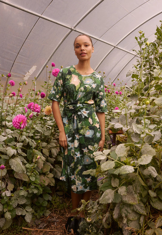 Terra Short Sleeve wrap dress - Garden
