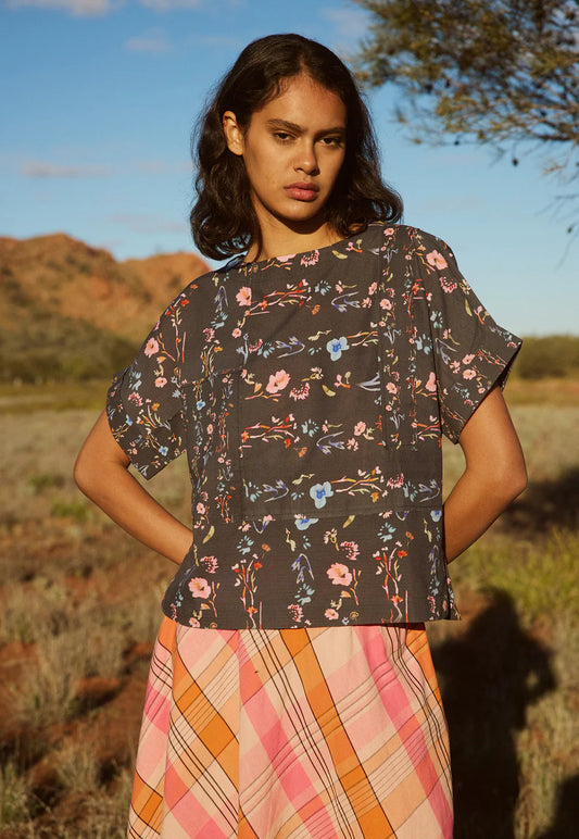 Dolman top - watercolour charcoal