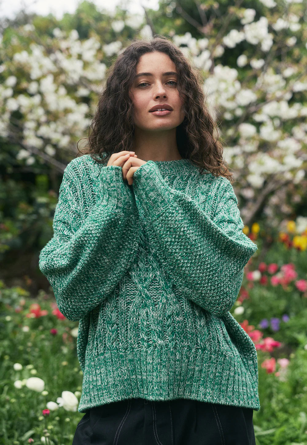 Gigi Cable Knit - Emerald Splice