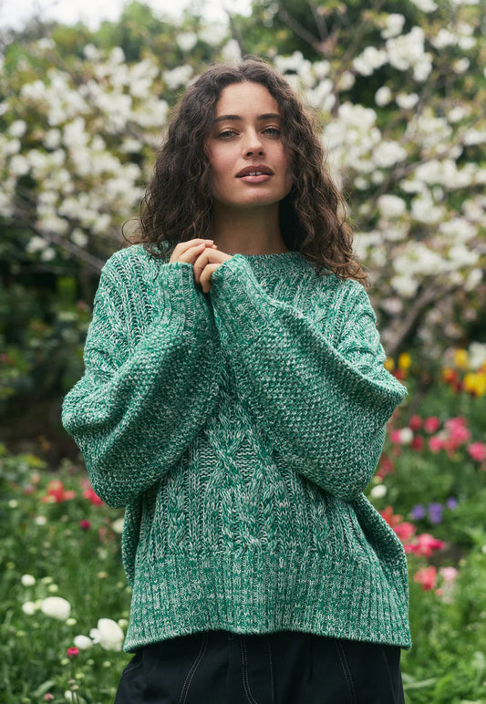 Gigi Cable Knit - Emerald Splice