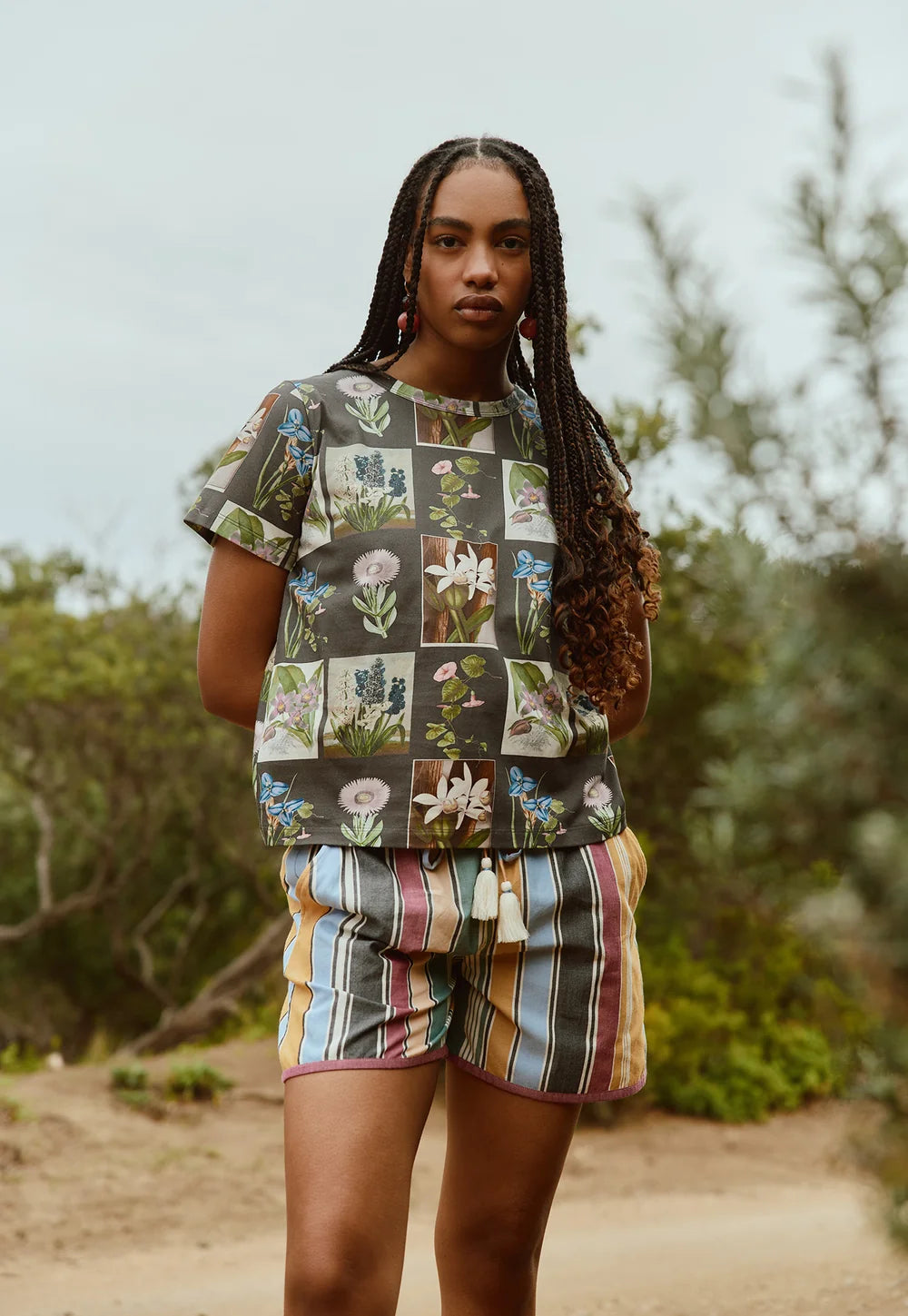 NANCYBIRD | Apollo Tee - Charcoal Archive Floral