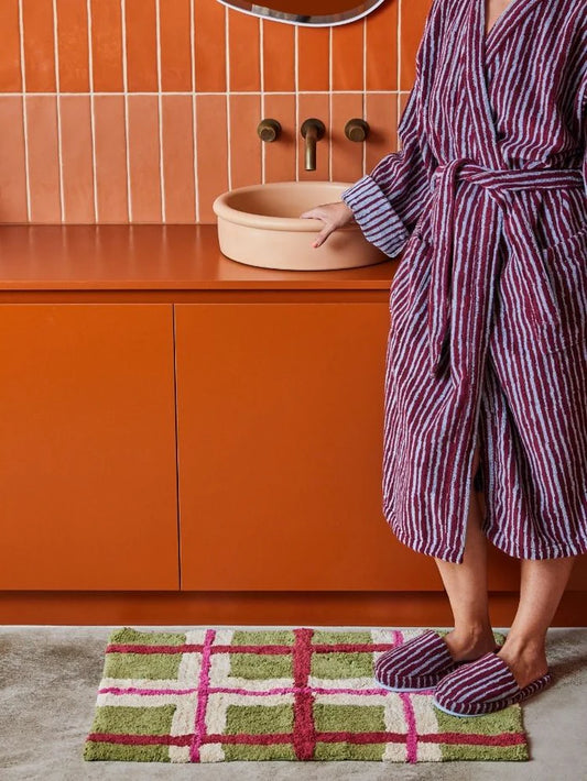 MOSEY ME | Olive Plaid bath Mat